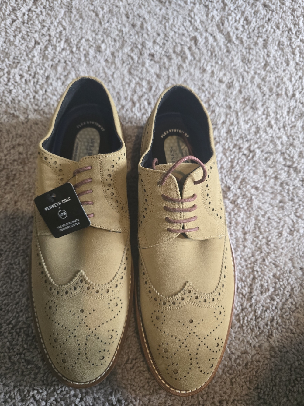Kenneth Cole Tan Suede Wingtip Oxfords with Contrast Laces